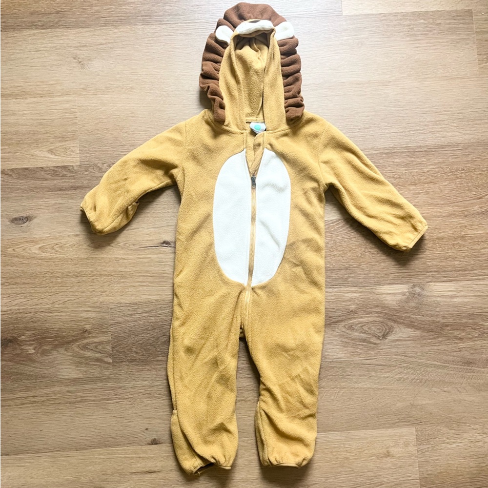 Cuddle Club Lion Onesie Fleece Warm w Hand and Foot Covers Toddler 18-24 Months